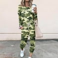 thumbnail image 2 of Womens Lounge Sets 2 Piece Outfits Long Sleeve Crew Neck Top and Pants Suits Fall Casual Loose Print Loungewear (Green 3XL), 2 of 5