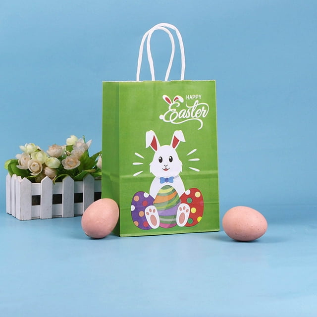 WRXMIJNHGSA Home Textile Storage Under $5 Easter Cute Bunny Holiday Party Gift Packaging Portable Gift Bag Color Kraft Paper Tote Bag