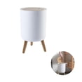 thumbnail image 4 of Cubo De Basura De 7 L De Plástico Blanco Con Tapa Redonda De Grano De Madera, Interruptor De Empuje De Pies Altos, Contenedor De Basura, Cubo De Basura Para Dormitorio, Sala De Estar, Oficina Advancent HA016395-00, 4 of 6