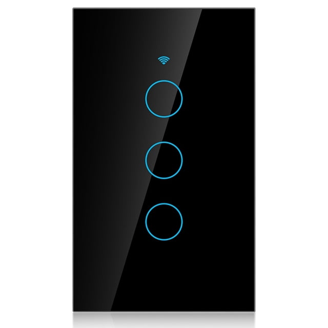 Pantalla Tálil Wifi, Círculo para Moes Interruptor Inteligente Interruptor Único Negro 4 3 CA 90-250 V Enchufe de Ee. Uu.