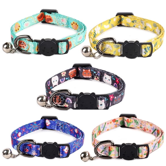 Breakaway Cat Collar,Featuring an Adjustable Design and Playful Jingle Bell Accent,Many Styles for Your Pet,5-PACK