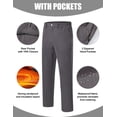 thumbnail image 5 of Zehisen Men's Winter Fleece Lined Hiking Pants With Zip Pockets Waterproof Quick-Dry Travel Fishing Work Outdoor Pants Iron Gray L, 5 of 8