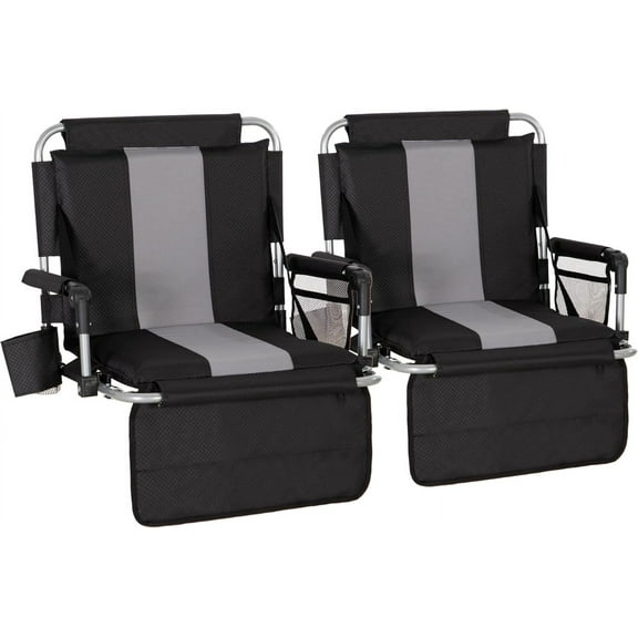 Folding Stadium Seat Bleacher Chair with Cup Holder, Mesh Bag and Hide Hooks, Portable Stadium Chair with Back and Cushion