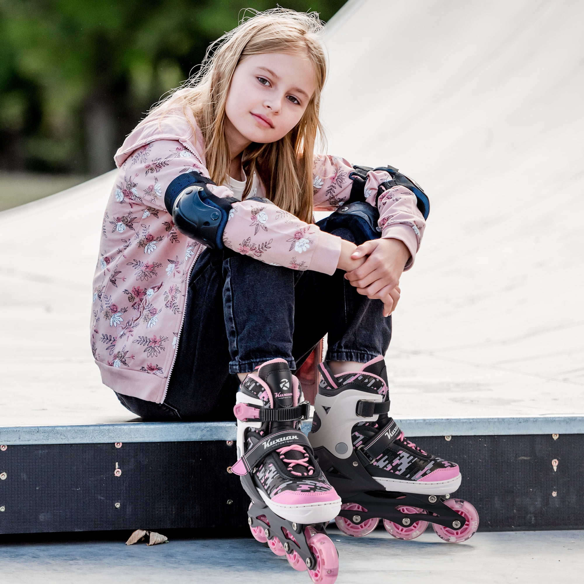 Adjustable Inline Skates for Kids Boys Girls Women Beginner Fun Illuminating Outdoor Skates