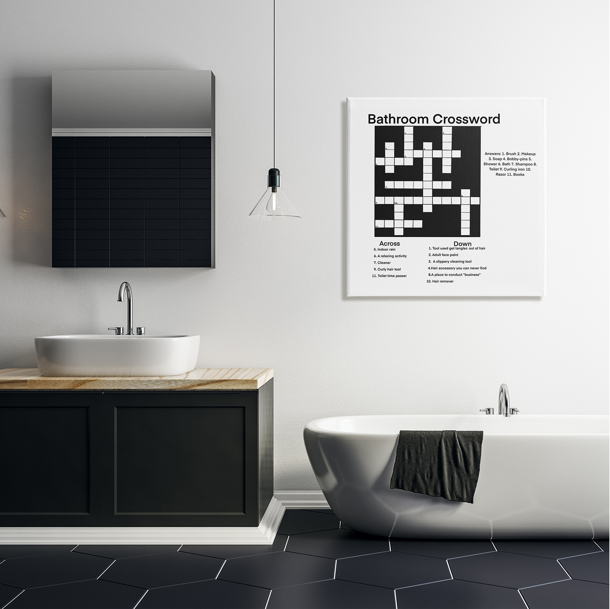 Stupell Industries Crossword Bathroom Puzzle Fun Toilet Game Sign,30 x 30, Design by Ashley Singleton
