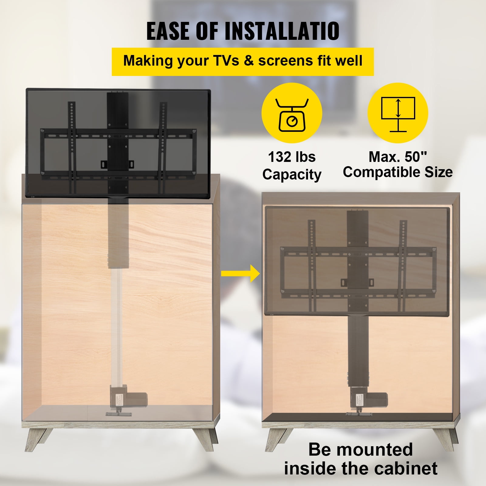 VEVOR Electric Motorized TV Lift Stand for 26-57" LCD/LED/OLED Plasma TVs