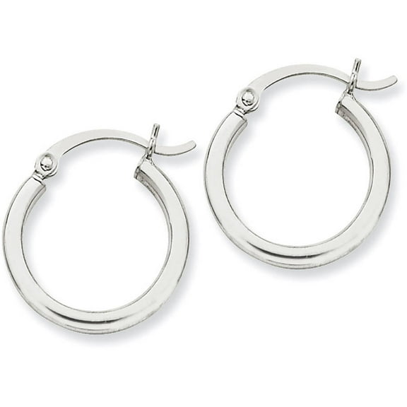 Primal Gold 14K White Gold 2x17.5mm Lightweight Tube Hoop Earrings