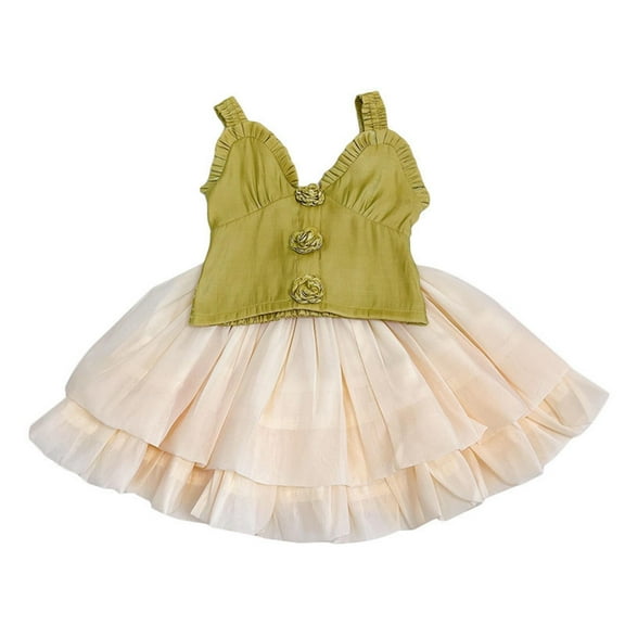 Sngxgn Toddler Girl Clothes, Fall Winter Kids Clothes Puff Long Sleeve Tops Mini Skirts 2Pcs Outfits Set(Yellow,130)