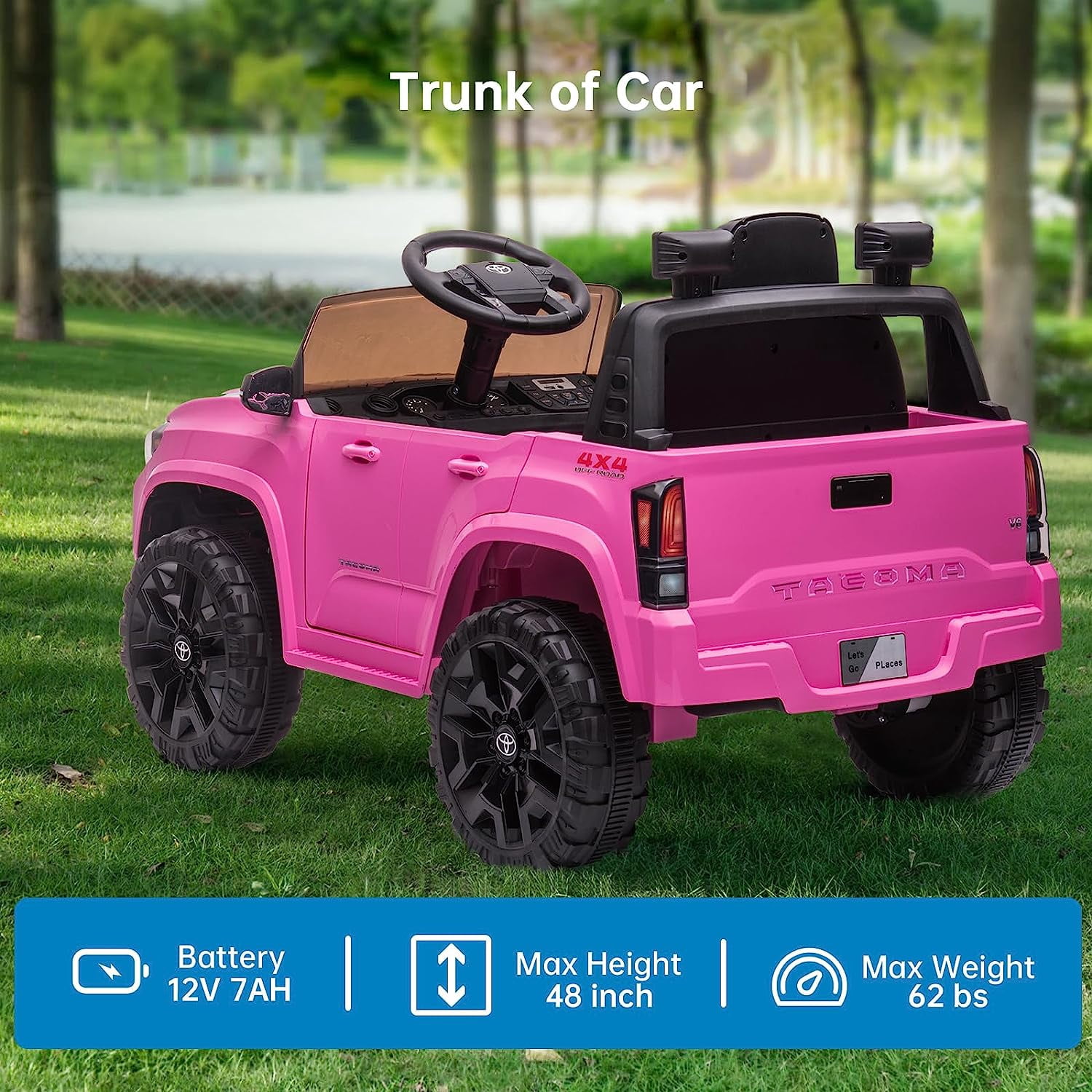EastVita Kids 12V Ride on Cars Toyota Licensed Land Rover Ride on SUV Electric Car with Remote Control, MP3 Player Rocking Pull Rod for Kids 3 Age +