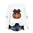 thumbnail image 5 of Tween Kids Pumpkin Bow Print Graphic Sweatshirts Girls Long Sleeve Crewneck Pullover Tops Youth Fall Harvest Outfits Slouchy Drop Shoulder Sweaters Casual Wear, Size 11-12, 5 of 5