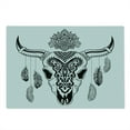 thumbnail image 2 of Tribal Cutting Board, Western Bull Skull Mandala Style Dark Folk Feathers Ornamenting Horns, Decorative Tempered Glass Cutting and Serving Board, in 3 Sizes, by Ambesonne, 2 of 5