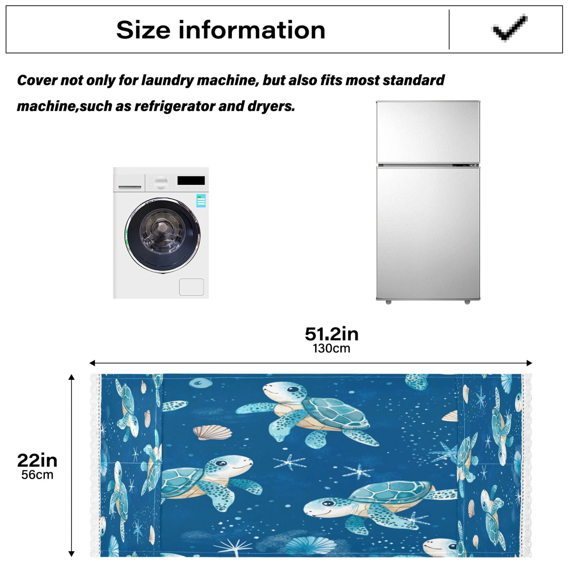 Dustproof Washing Machine Cloth Washer and Dryer Top Covers, Fridge Dust Cover, With Storage Bags Cute Turtles Pattern
