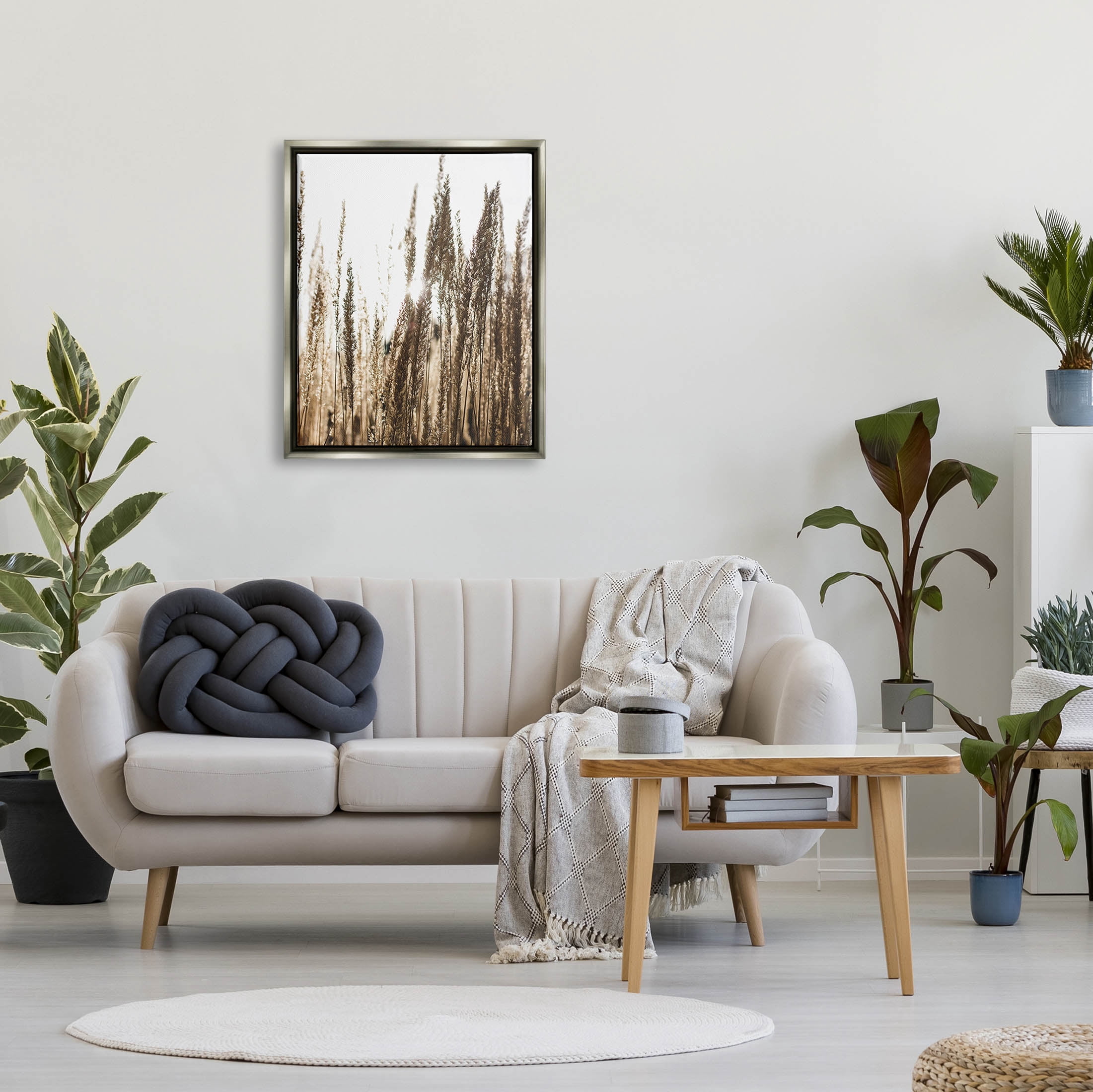 Stupell Industries Light Ray though Wheat Field Photograph Luster Gray Floating Framed Canvas Print Wall Art, Design by Susan Ball