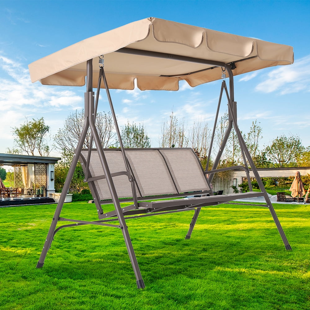 Details about   Outdoor Patio Swing Adjustable Canopy 3 Person Canopy Swing Chair Patio Hammock 