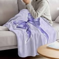 thumbnail image 3 of Purple Bow Blanket Soft Cozy Warm Throw Blanket for Couch, Plush Fuzzy Flannel Fleece Blankets for Sofa, Cute Bowknot Simple Pure Color Bed Blankets Lightweight Gifts for Women, 50"x80", 3 of 9