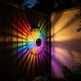 thumbnail image 6 of Summercome Solar Mandala Lights Outdoor Wall, Seven-Color Changing Solar Peony Projector Light, Outdoor Waterproof Metal Fence Lights for Garden Post Patio Backyard Yard Decor, 6 of 7