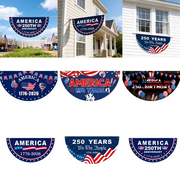 NovaStitch USA 250th Anniversary Flag Bunting 1776-2026 250 Year American Patriotic Banner, 4th of July Party Decorations, Indoor Outdoor Hanging Decor, American Independence Decor