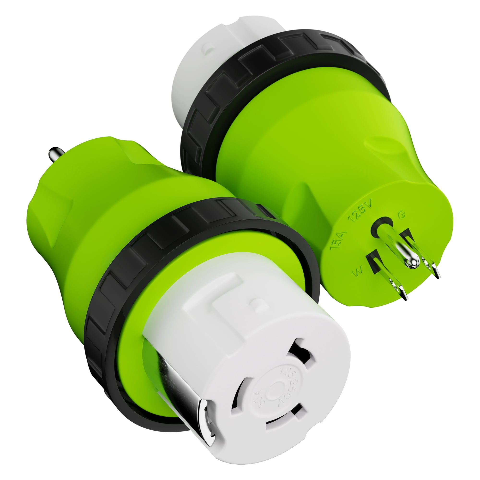Leisure Cords 15A Male to 50Amp Female Twist Adapter RV Locking Power Cord Male to Female Camper Generator Cable Adapter Electrical Converter Plug