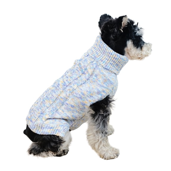 Dog Sweaters for Small Dogs, Dog Turtleneck Sweater, Classic Cable Knit Dog Clothes for Cold Weather,Blue,M