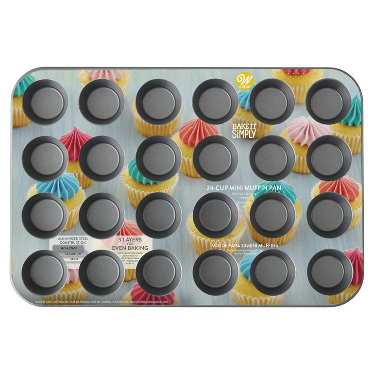 Wilton Bake It Simply Extra Large Non-Stick Mini Muffin Pan, 24-Cup, Size: Regular, Multicolor