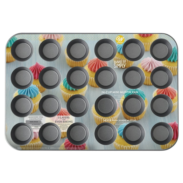 Baker's Mark 24 Cup 1.75 oz. 13 x 18 Glazed Aluminized Steel Mini Muffin / Cupcake Pan - 13 x 18