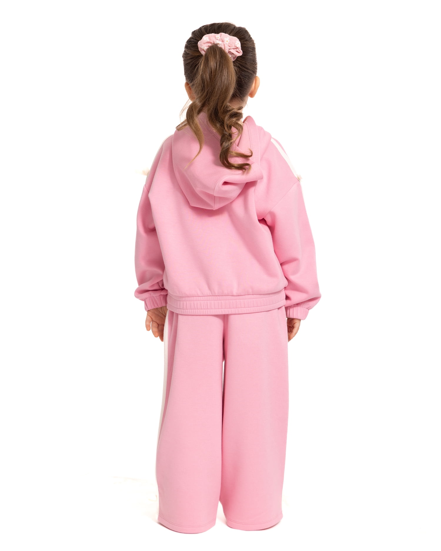 Wonder Nation Toddler Girls Full Zip Athletic Hoodie with Side Stripe and Bow, Sizes 12M-5T