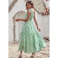 thumbnail image 3 of Vestido largo floral de un hombro PRETTYGARDEN para mujer, verde, talla S, 3 of 5