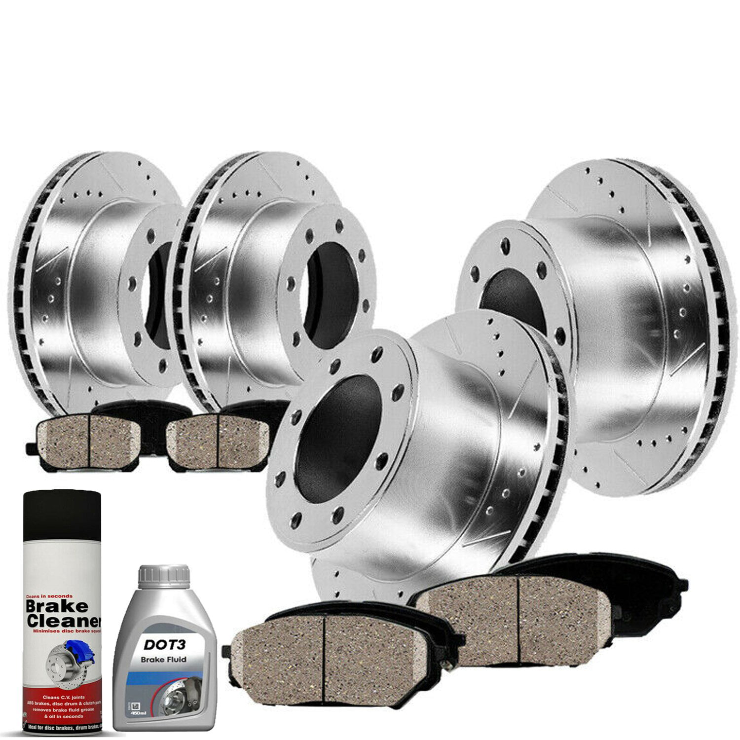 Brake Pads Ford F-250 F-350 Super Duty Brakes 4WD Front and Rear Brake Rotors 