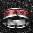 thumbnail image 4 of Men's 8mm Tungsten Carbide Ring with Spider Pattern Inlay Domed Edges Comfort Fit Size 7-12, 4 of 5