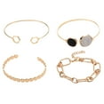thumbnail image 2 of Hyasfey 4 Pcs/Set Women Bracelet Set Marble Opening Adjustable Length Alloy Lobster Clip Retro Hollow Chain Lady Bangle Set Wrist Prom Daily Jewelry, 2 of 7