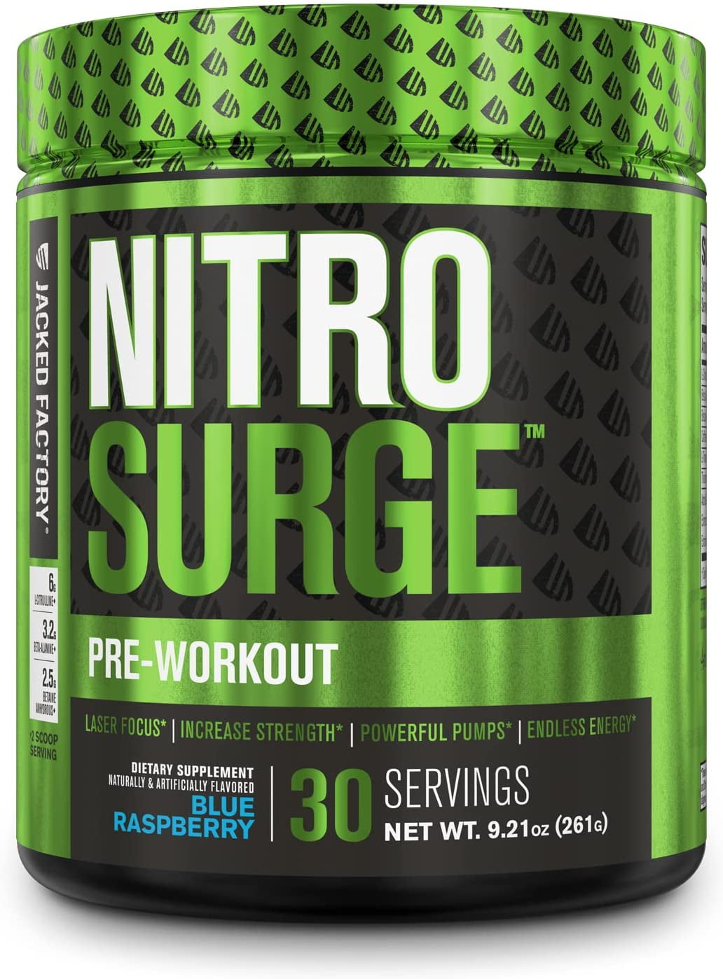 Nitrosurge Pre-Workout Powder - Endless Energy, Instant Strength Gains, Clear Focus & Intense Pumps - 30 Servings, Blue Raspberry