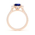 thumbnail image 2 of ANGARA Lab Grown 3.3 Ct Sapphire Halo Ring with Lab Diamond Accents for Women in 14K Rose Gold (Size-10x8mm) | September Birthstone, Anniversary, Jewelry Gift for Women | Lab-Grown Blue Sapphire Ring, 2 of 8
