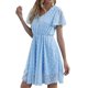 thumbnail image 4 of Guardurnaity Vestido de mujer con cuello en V Ropa de verano Punto Color sólido Vestido de gasa de una línea Vestidos azul claro S, 4 of 6