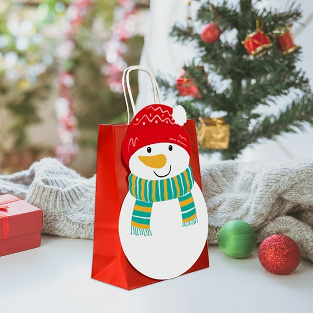 Bolso de Mano con Forma de Papá Noel y Muñeco de Nieve para Fiestas Navideñas, 10 Unidades Por Bolsa