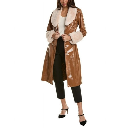 Elie Tahari womens Vegan Liquid Leather Coat, s