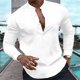 thumbnail image 1 of Camisa de moda para hombre Henry color sólido medio abierto botón cuello alto musculoso tops de hombre calle suave y cómoda nuevo, 1 of 6