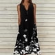 thumbnail image 1 of TaTaai Ladies Bohemian Style Sleeveless V Neck Maxi Dress Strap Detail Casual Loose Fit Summer Beach Vacation Sundress Gift, 1 of 5