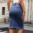 thumbnail image 7 of Npasoilc Denim Mid-Length Skirt for Women Button Front with Pockets Front Split Casual Half Jean Skirt, 7 of 7