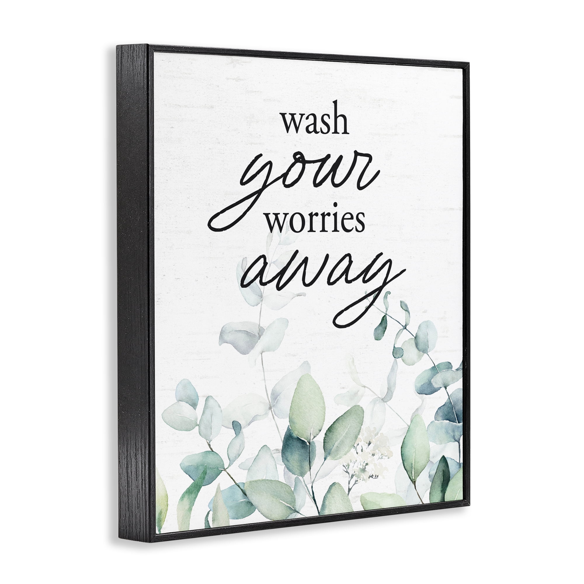 Wash Worries Away Herb Leaves Black Framed Giclee Art, design by Lettered and Lined