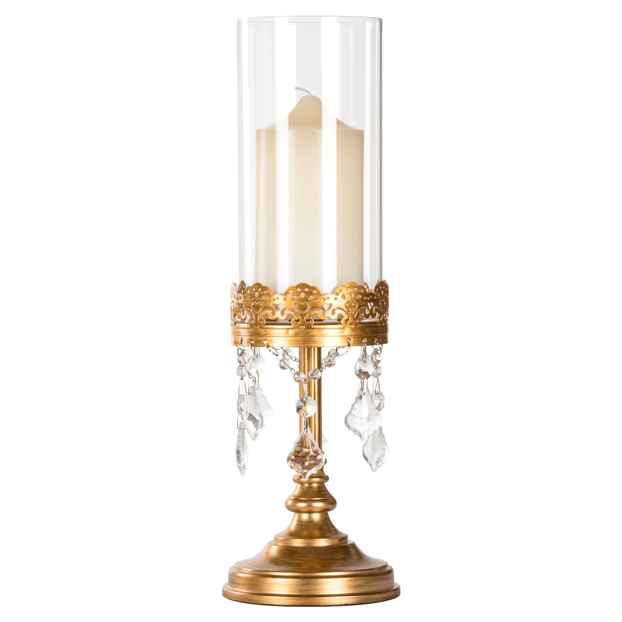 Amalfi Décor 15 Inch Tall Crystal-Draped Glass Hurricane ...
