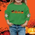 thumbnail image 2 of Tfken Sweatshirt For Girls Kids Halloween Crew Neck Long Sleeve Pullover Sweater Pumpkin Print Comfortable Tops Green Size 13-14 Years, 2 of 4