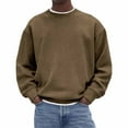 thumbnail image 2 of LNWUY (S-5XL) Mens Big and Tall Corduroy Crewneck Sweaters Solid Color Slim Fit Lightweight Knit Pullover Sweaters for Casual Brown XXL, 2 of 6