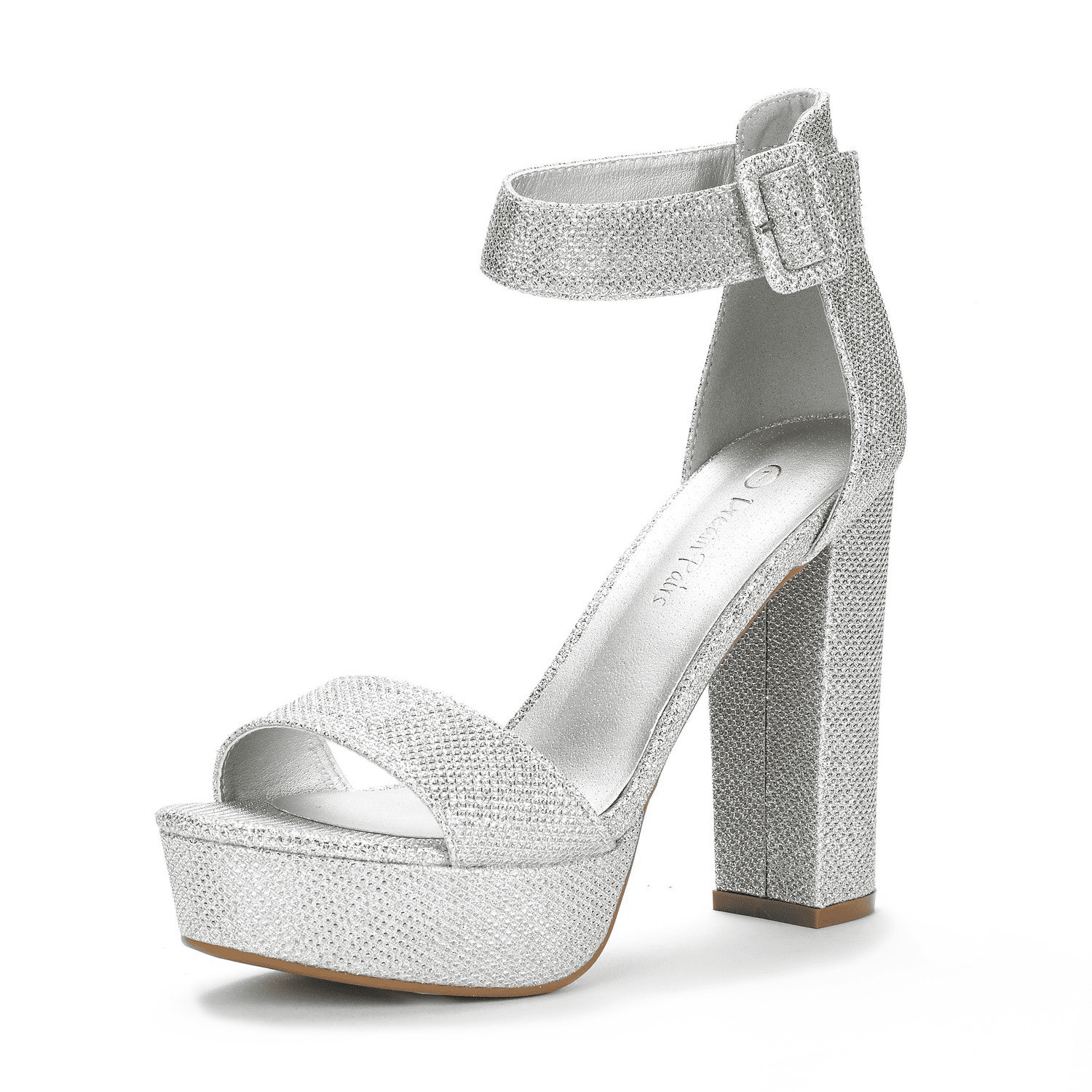 Black and silver platform cheap heels