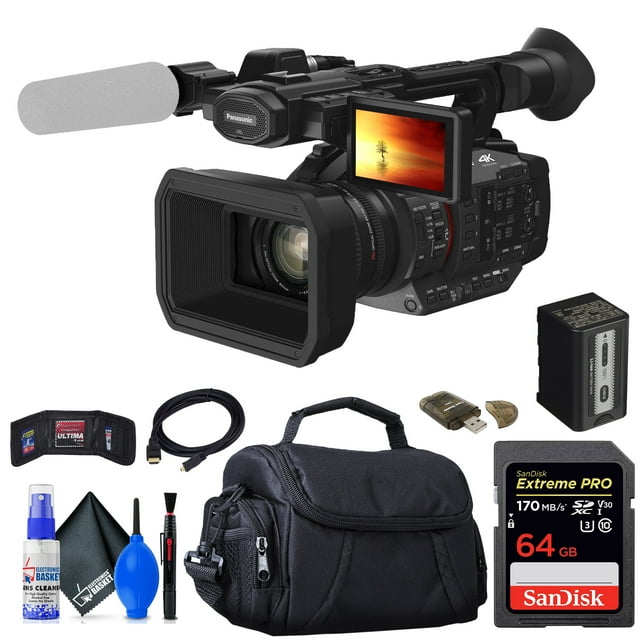 Panasonic HC-X20 4K Mobile Camcorder with Rich Connectivity (HC-X20) + 64GB Memory Card + Bag + Card Reader + Memory Wallet + Cap Keeper + Cleaning Kit + HDMI Cable