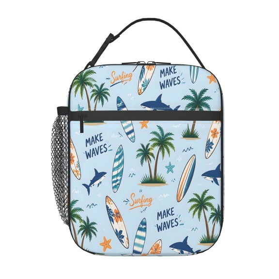Surfing Beach Lunch Bag Reusable Thermal Lunch Tote with Handle for Women and Men