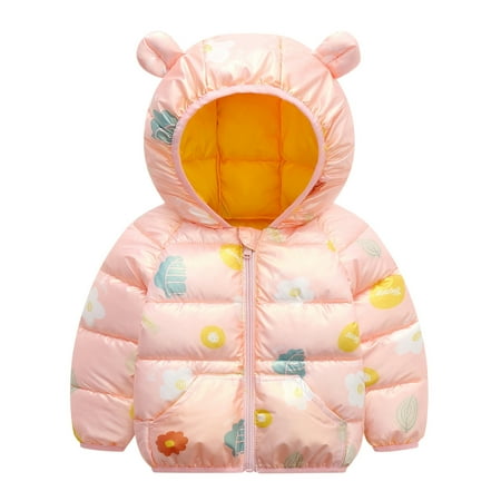 

Youmylove Toddler Kids Baby Winter Windproof Solid Coats Bear Ears Hooded Jacket Outwear Fashion Kids Parkas Outerwear