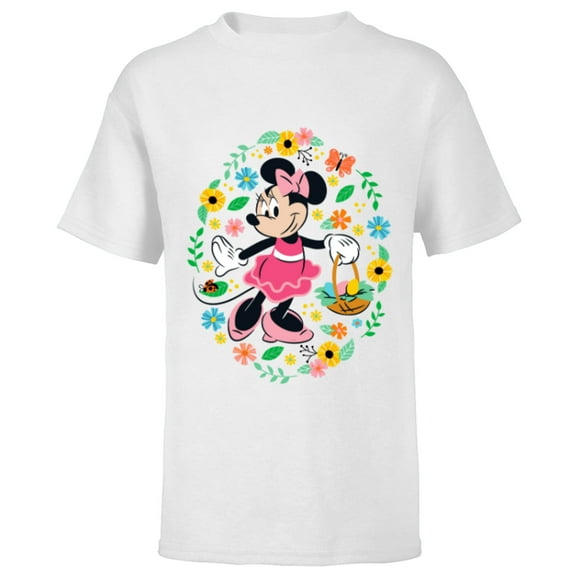 Disney Minnie Mouse Springtime Easter Egg Hunt - Short Sleeve T-Shirt for Kids - Customized-White