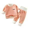 thumbnail image 2 of KYAIGUO Kids Toddlers Boys Girls 2Pcs Thermal Underwear Set Autumn Winter Baby Plush Thickening High Waist Belly Protection Loungewear Set 4M-4Y Newborn Sleepwear Sets Kid Jammies Set Clothing, 2 of 5
