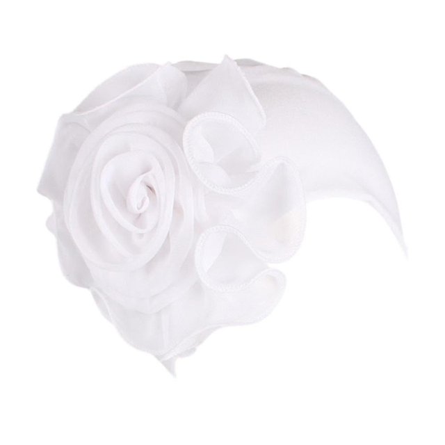 Mujer señoras Retro flores grandes sombrero turbante ala sombrero gorra pila gorra Wh