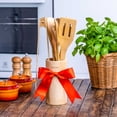 thumbnail image 4 of BlauKe® Wooden Spoons for Cooking 8-Pack – Bamboo Kitchen Utensils Set – Nonstick Wooden Cooking Utensils – Wood Spatula Spoon Tongs Utensil Holder, 4 of 15